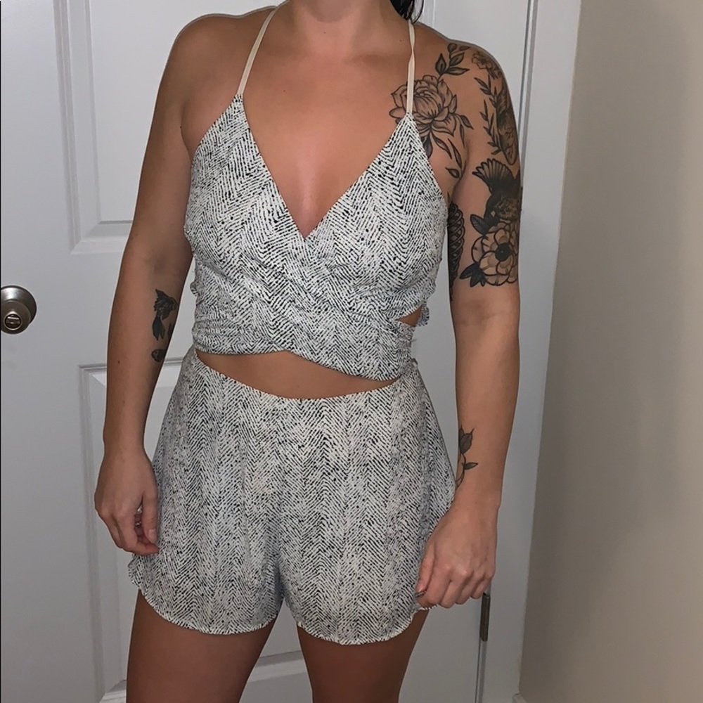 Wrap tie romper